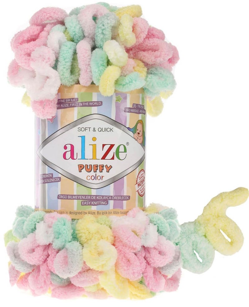 Alize Puffy Color Baby Blanket Yarn Lot of 4skn 400gr 39.3 yds 100% Micropolyester Soft Yarn Hand Knitting Yarn (5862) - Image 2